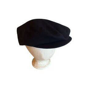Perry Ellis Mens Wool-Blend Newsboy Cap Navy Blue Flat Cap Satin Lining Large
